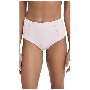 NWT Shoshanna Womens High Waist Buttom Swimwear Bottoms Size XS Ribbed Pink $143